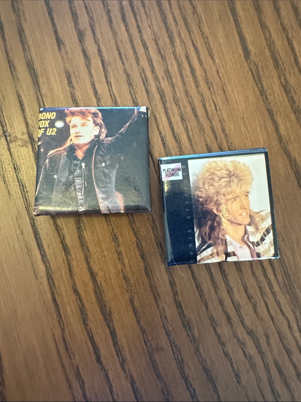 Vintage 80's buttons U2 and Platinum Blonde